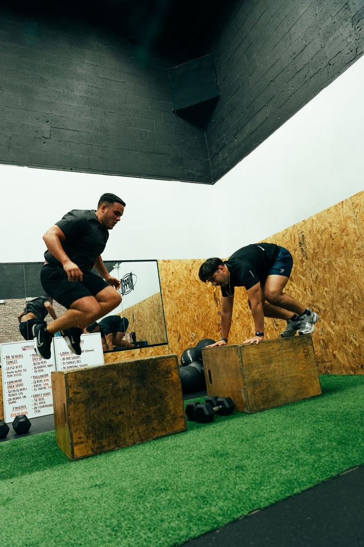 Box jumps in Ripped Body Lab
